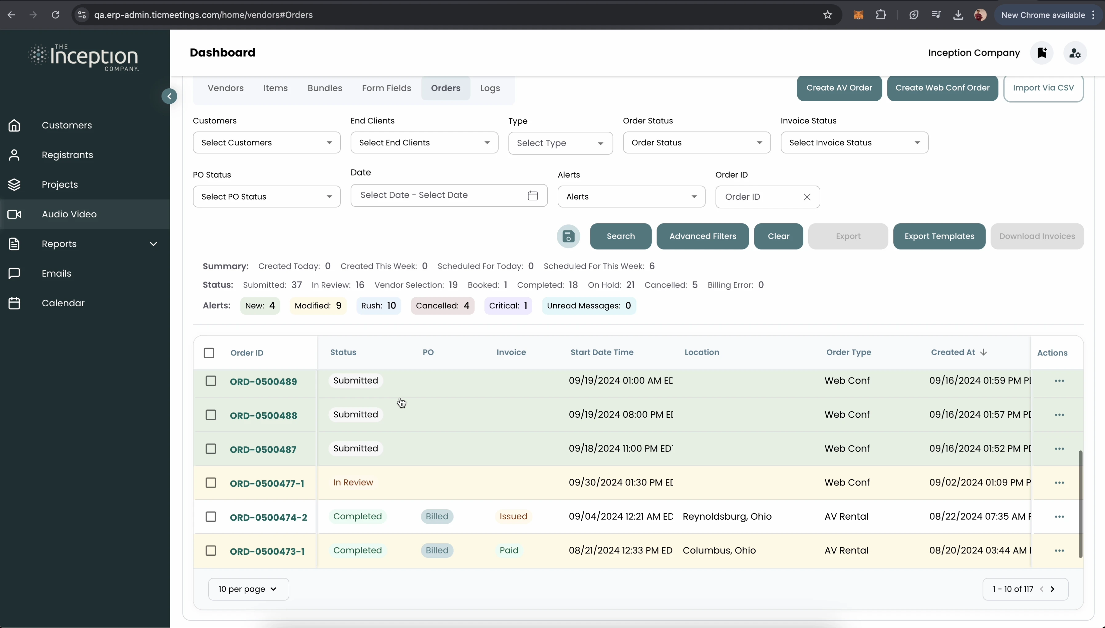 Inception Company ERP — multi-tenant SaaS dashboard built with NestJS, PostgreSQL, and AWS